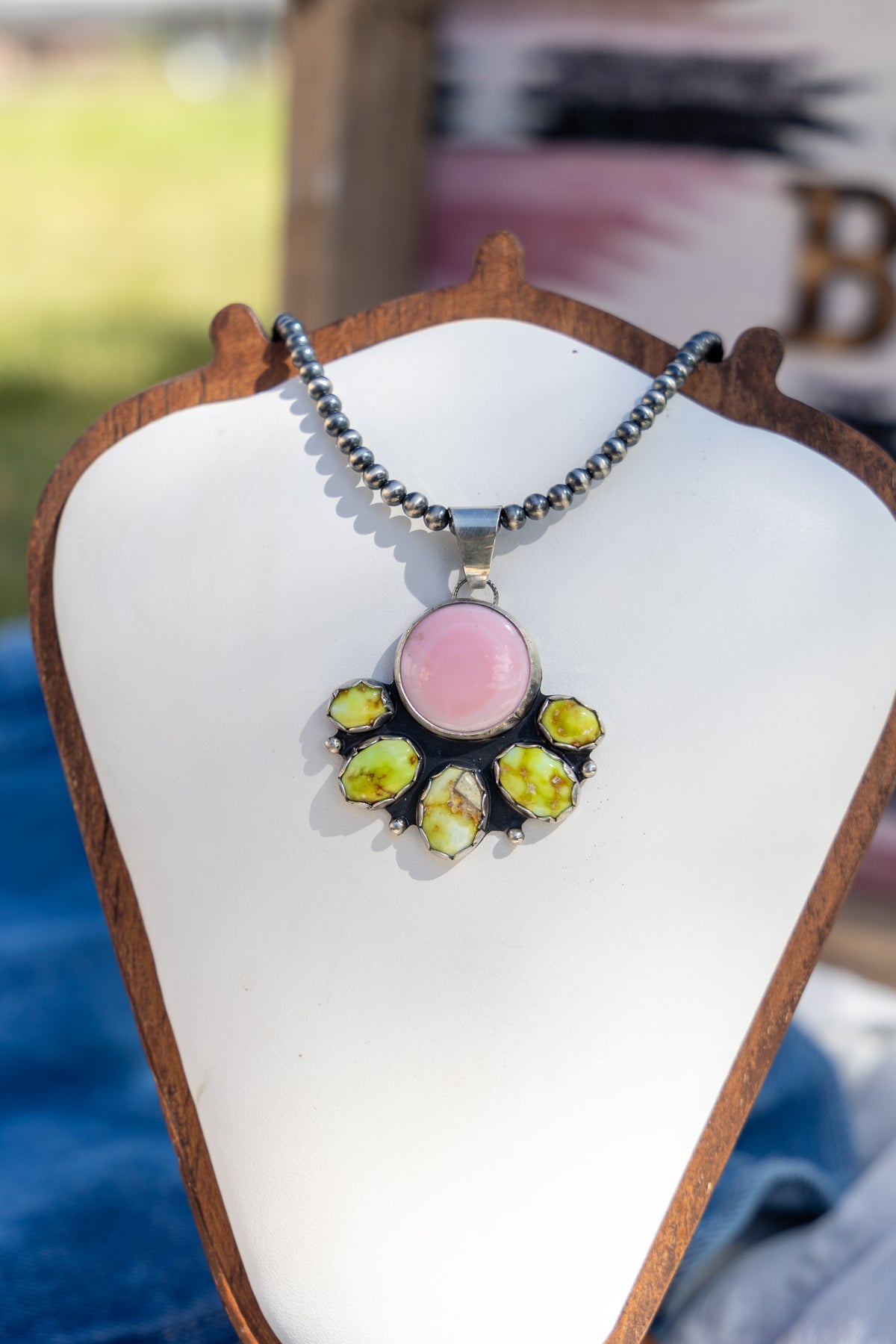 Pink Conch and Palomino pendant