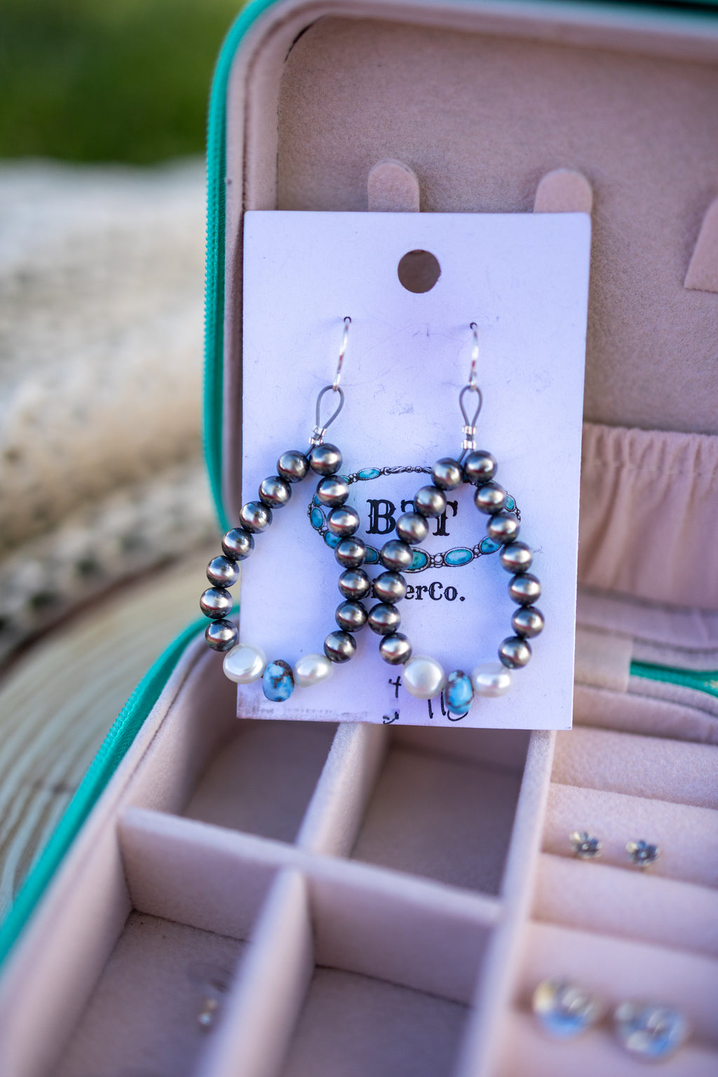 Golden Hills and Fresh Water Pearl beaded dangle earrings