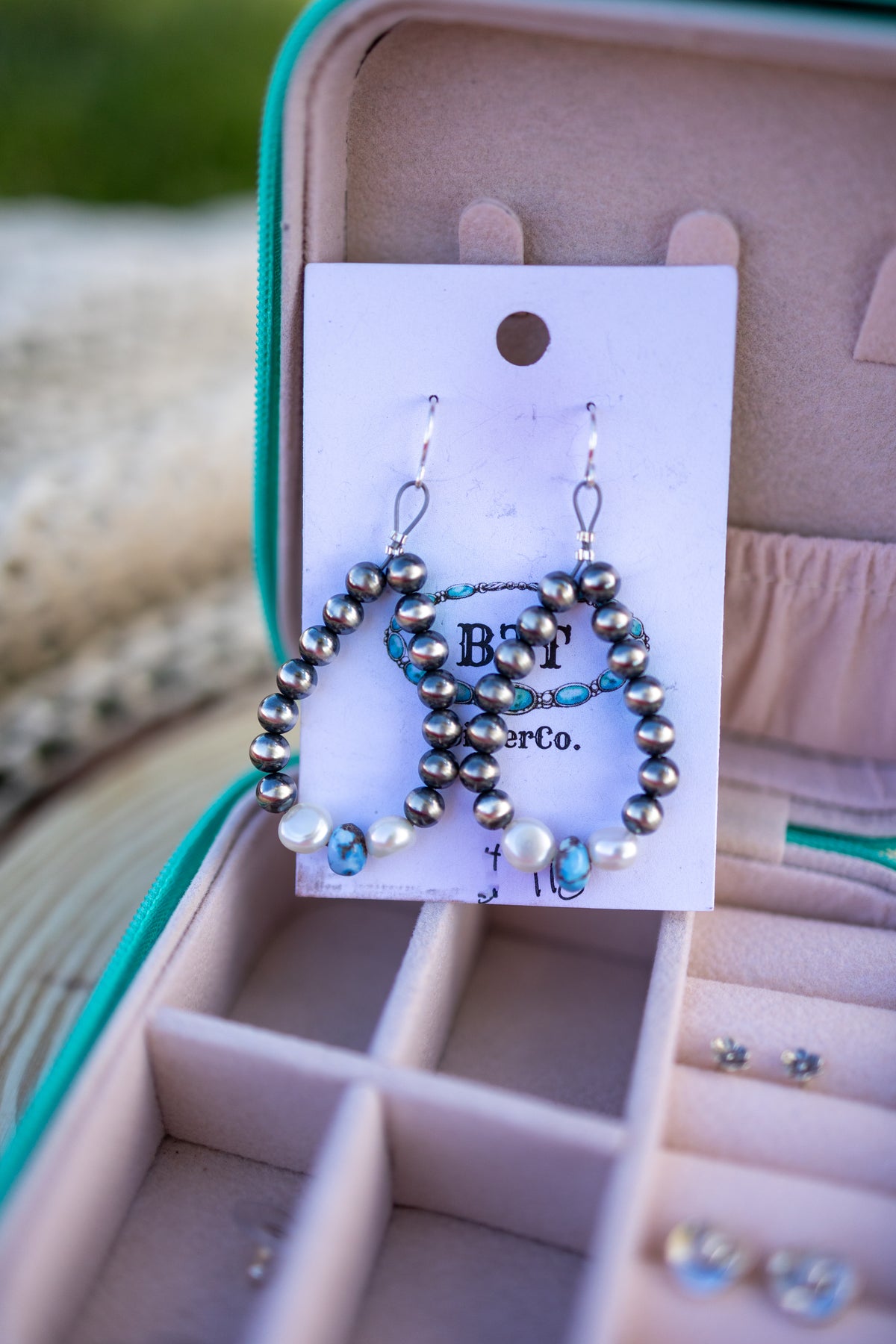 Golden Hills and Fresh Water Pearl beaded dangle earrings