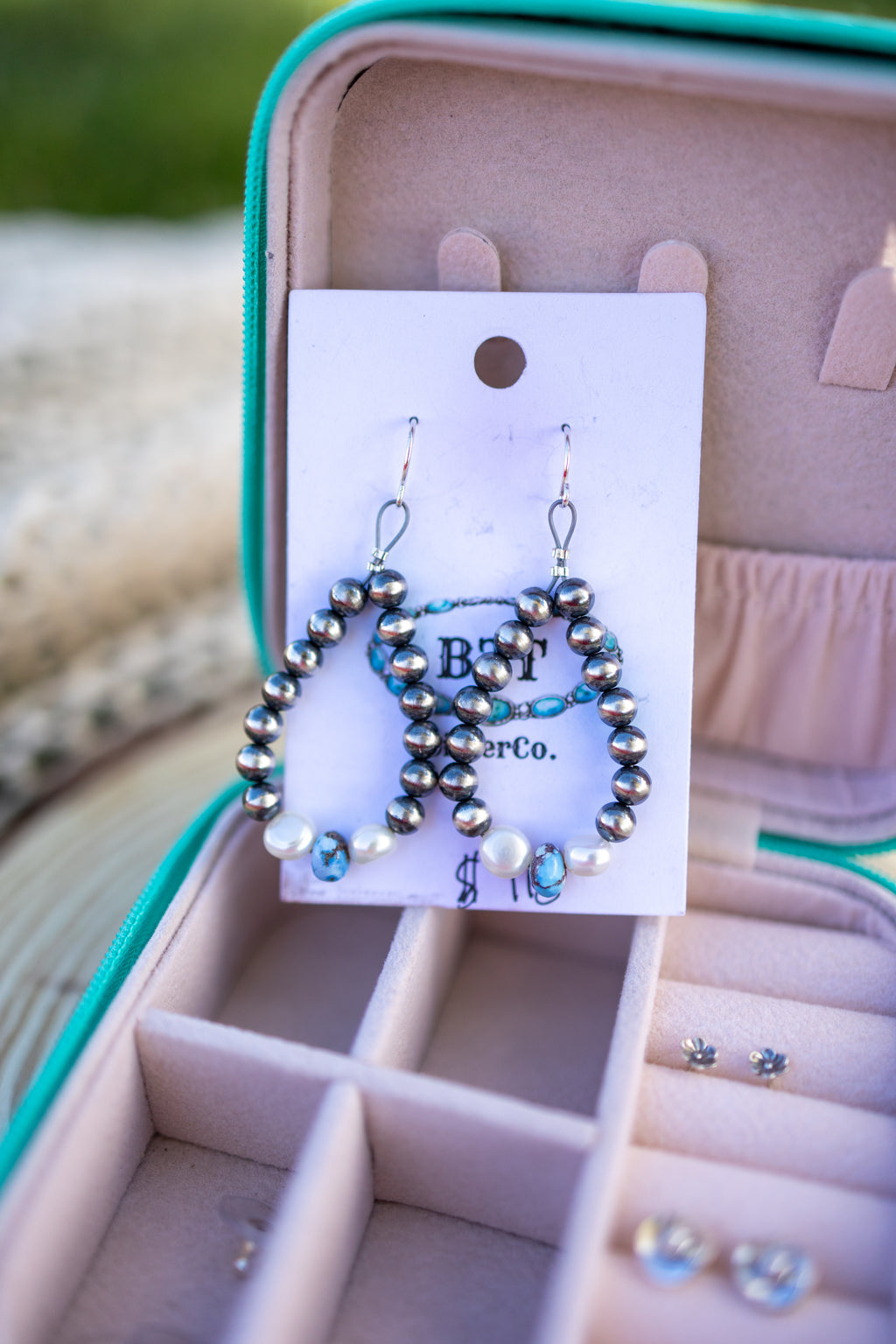 Golden Hills and Fresh Water Pearl beaded dangle earrings