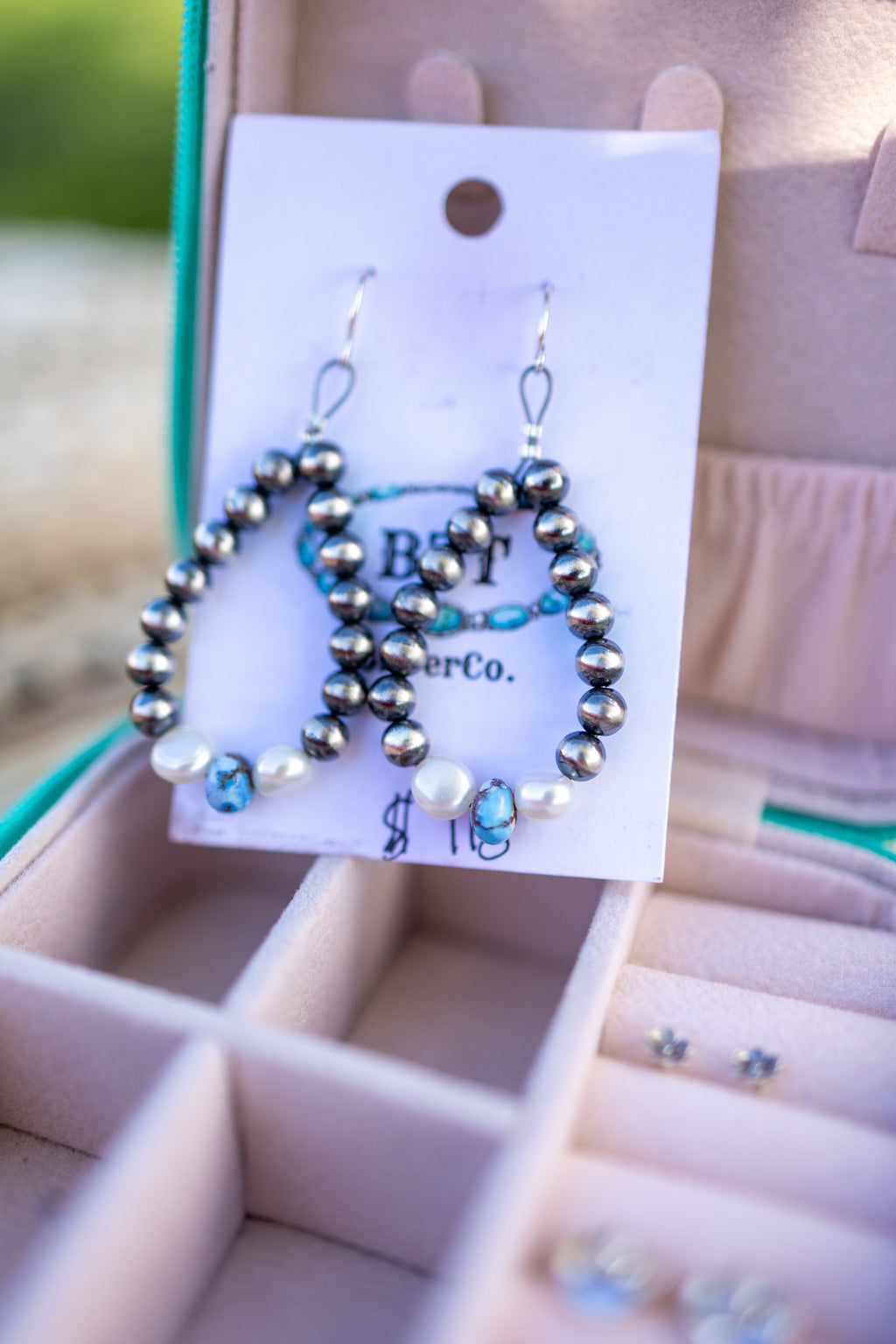 Golden Hills and Fresh Water Pearl beaded dangle earrings
