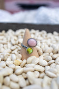 Pink opal and palomino ring
