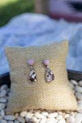 Pink conch and wild horse dangle earrings