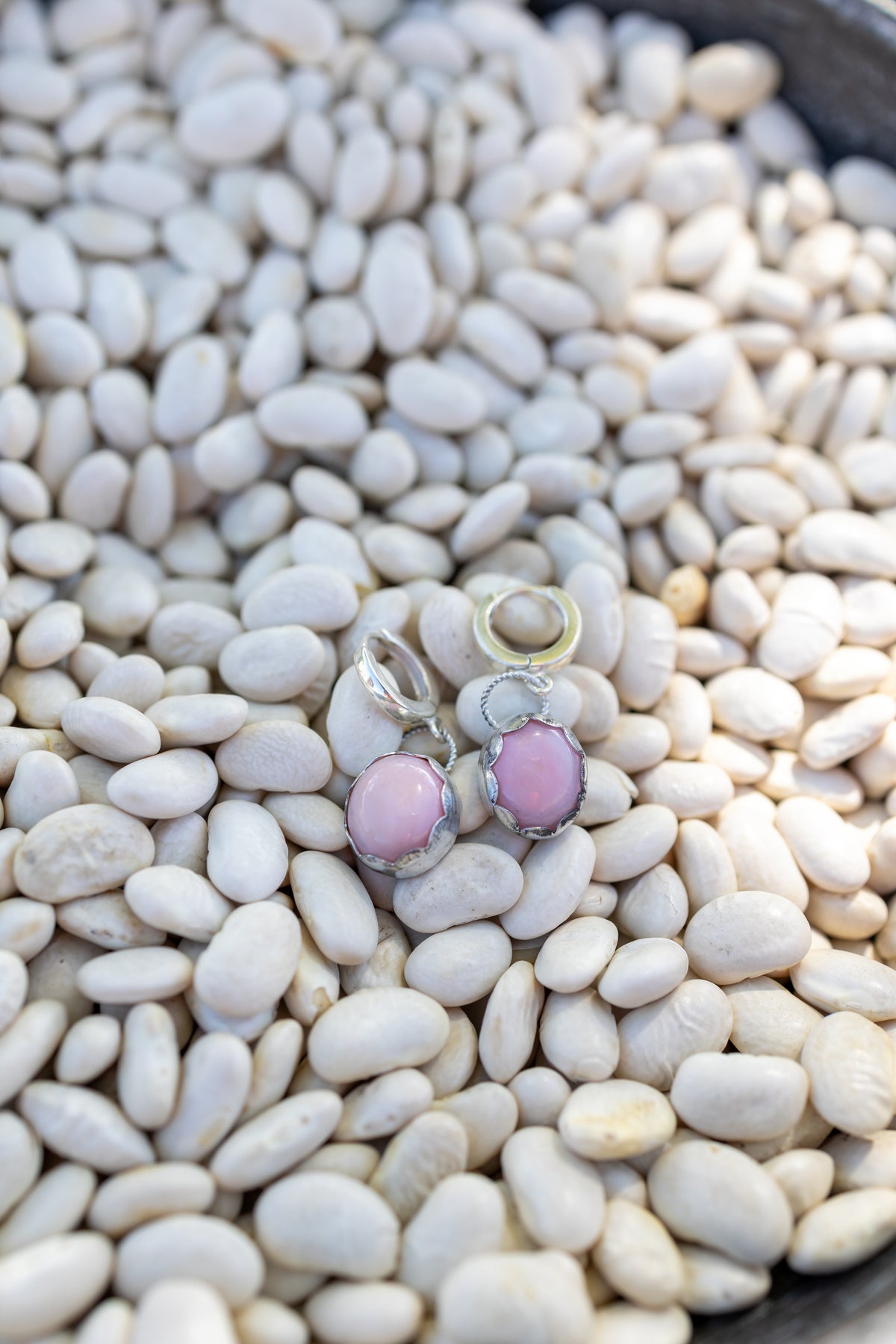 Pink opal dangle earrings